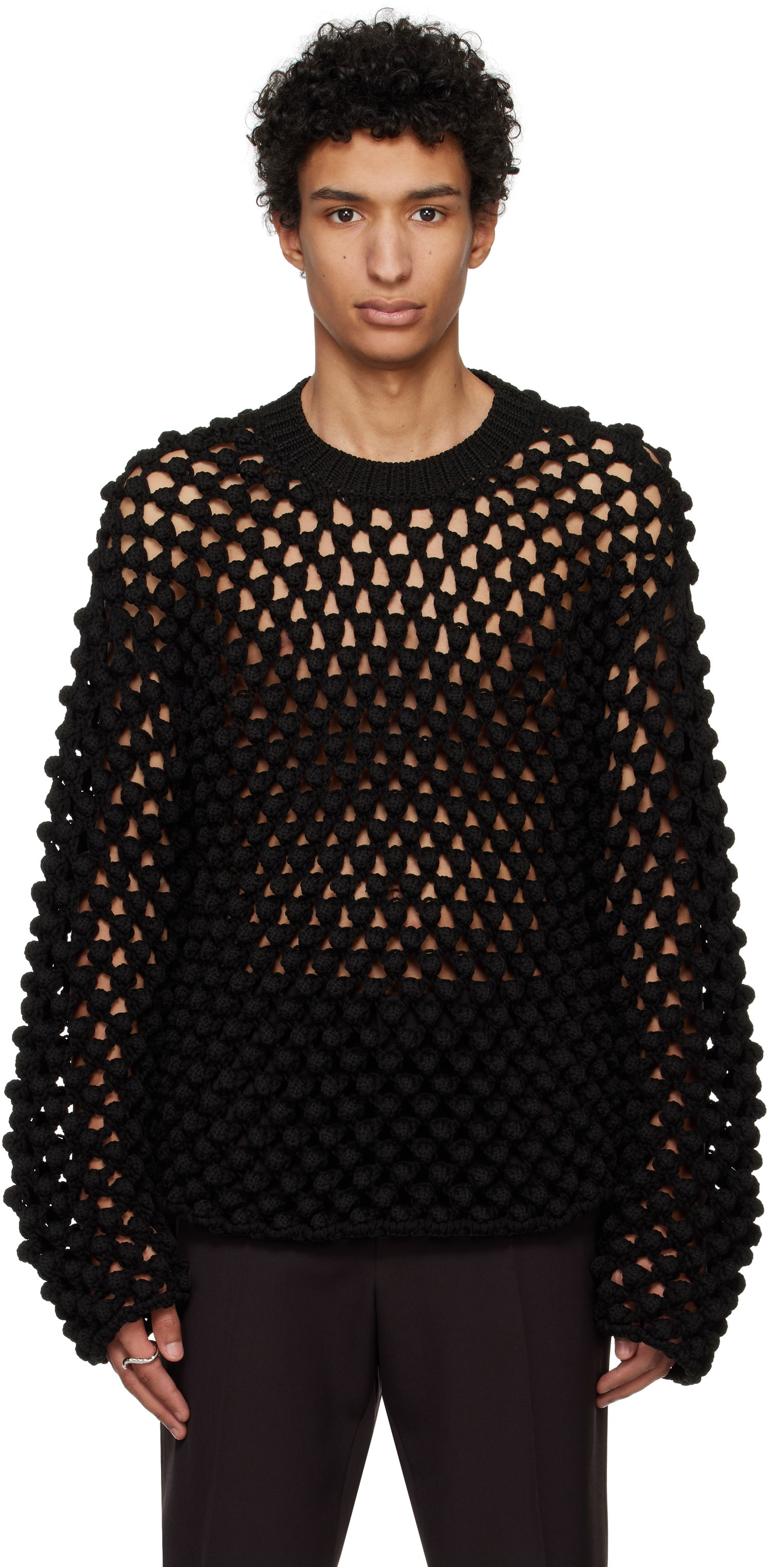 Sveter Jil Sander Jil Sander Crochet Crew-Neck Sweater Čierna | J22GP0242_J19157, 0