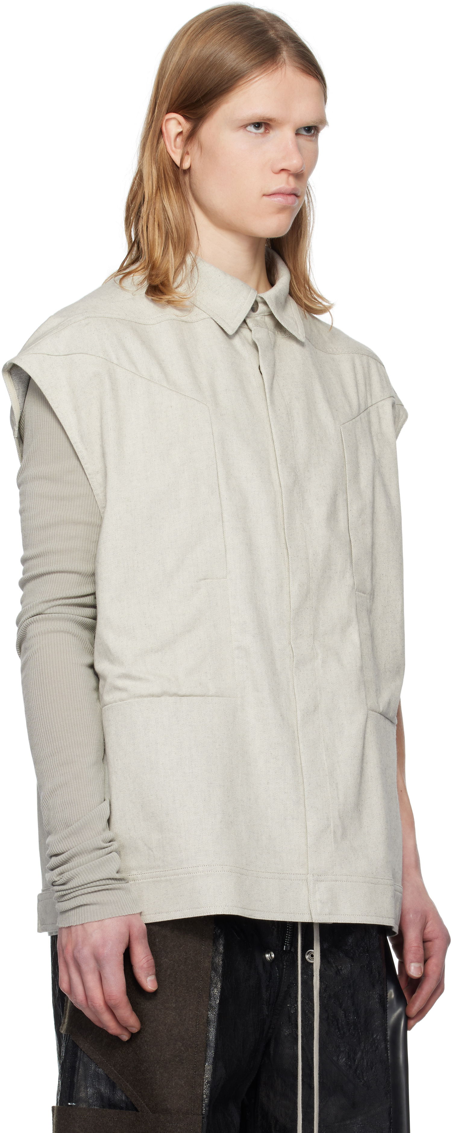 Košeľa Rick Owens Rick Owens Sleeveless Jumbo Denim Shirt Béžová | RU01E5776 DRD, 1