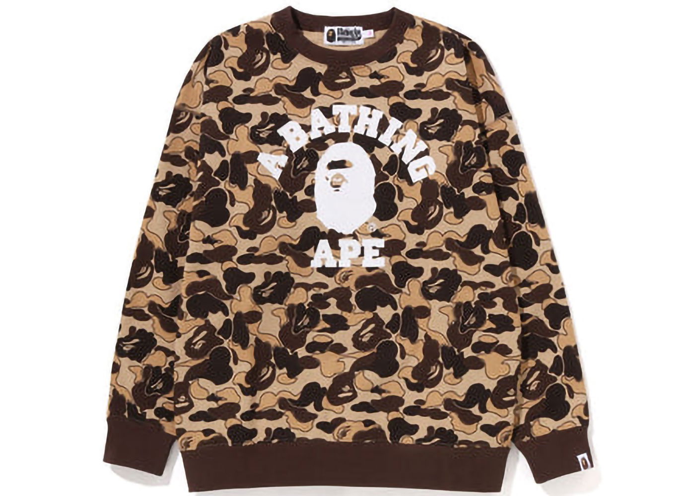 Sveter BAPE Cookie Camo 2 College Oversized Crewneck Hnedá | 1J30-213-003, 0