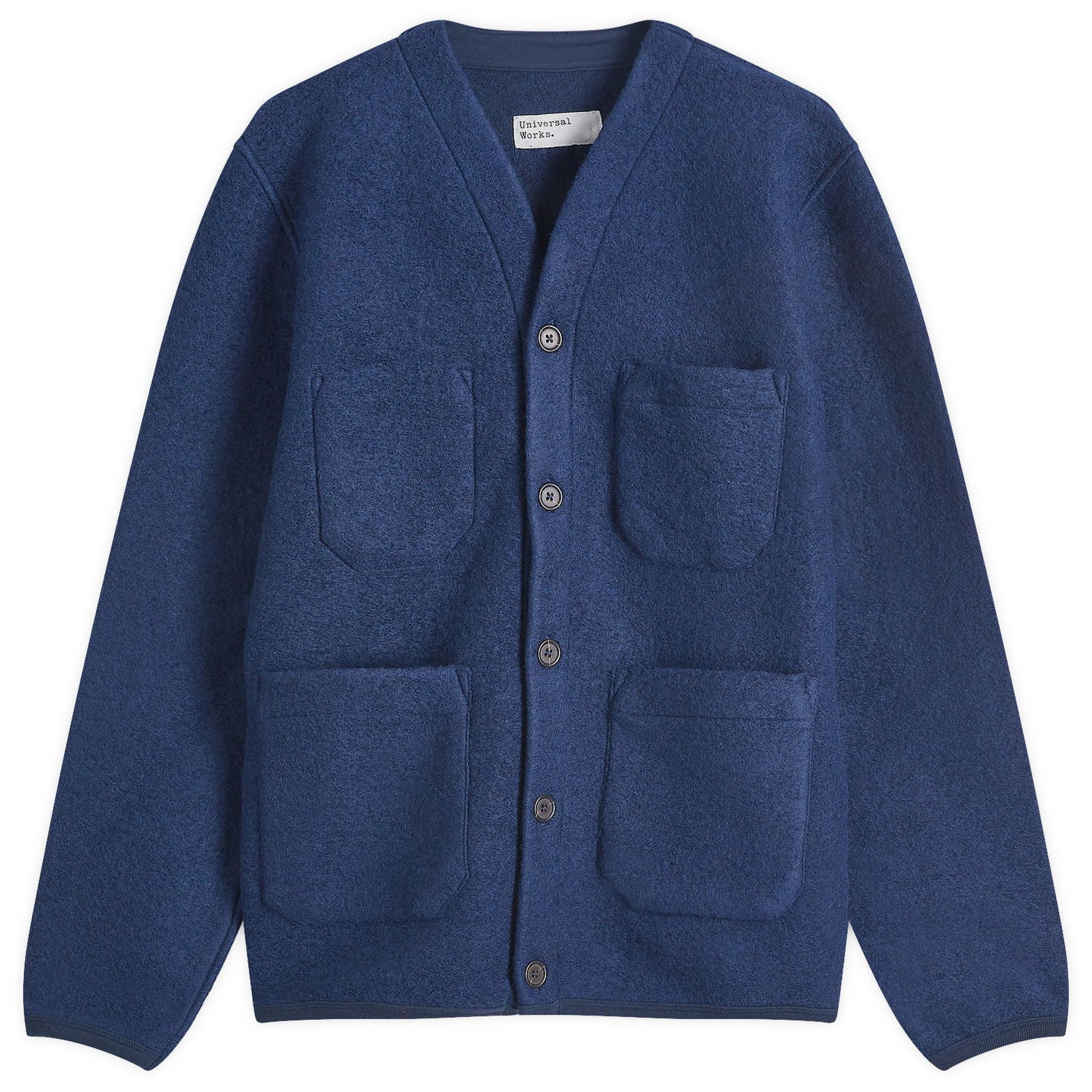 Sveter Universal Works Wool Fleece Cardigan, Size Large Modrá | 29710-IND, 0