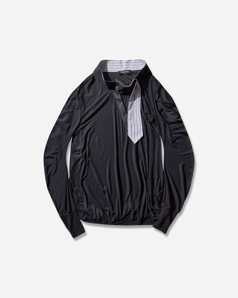 Dres KIKO KOSTADINOV Howe Long-Sleeve Jersey with Striped Placket Detail Čierna | KKWAW25TP06 80