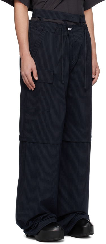 Cargo nohavice Ottolinger Ottolinger Baggy Cargo Pinstripe Pants Čierna | 106-200106-02, 1