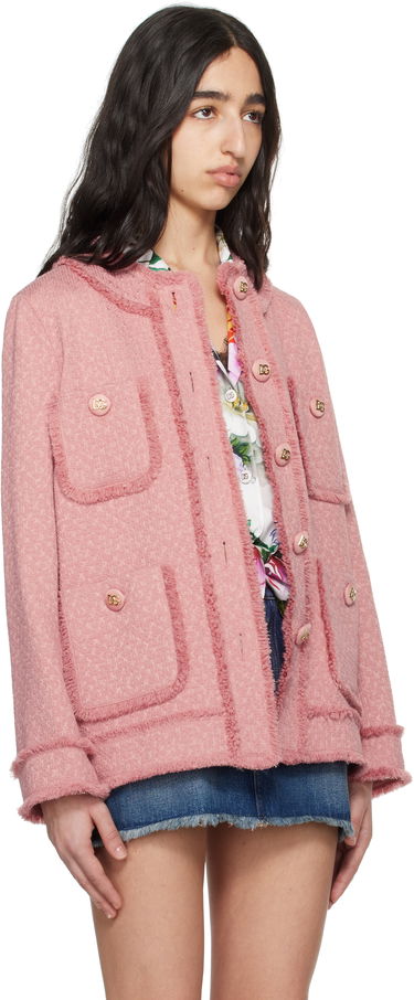 Bunda Dolce & Gabbana Dolce&Gabbana Single-Breasted Raschel Tweed Jacket Ružová | F29TPT HUMUA, 1