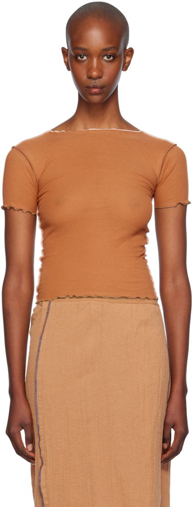 Tričko Baserange Slim-Fit Ribbed T-Shirt Hnedá | TTVN-RB-WI24, 0