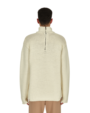 Sveter Off-White Meteornail Knit Zip Mockneck Sweater Béžová | OMHA122F21KNI001 6161, 4