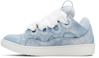 Tenisky a topánky LANVIN Blue Curb Denim-Effect Leather Sneakers Modrá | FU-SKDK12-USJE-P25, 2