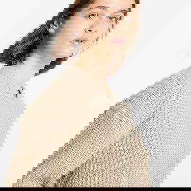 Sveter CALVIN KLEIN Chunky V-Neck Sweater Pelican Béžová | J20J224635 PD7, 1