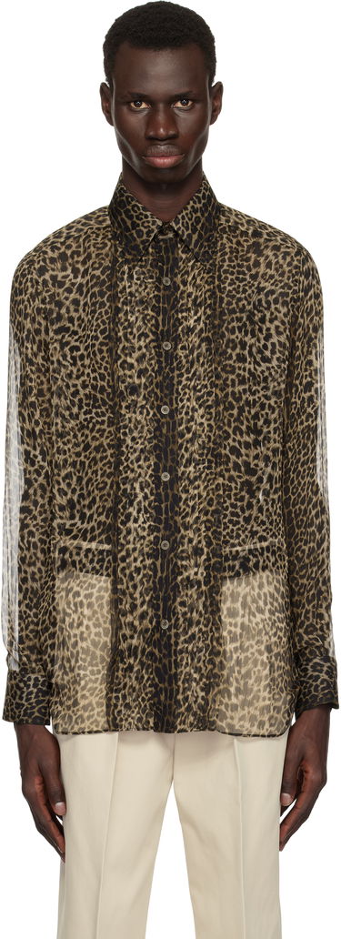 Košeľa Tom Ford TOM FORD Leopard Plisse Shirt Hnedá | HSA001-FMS051S25, 0