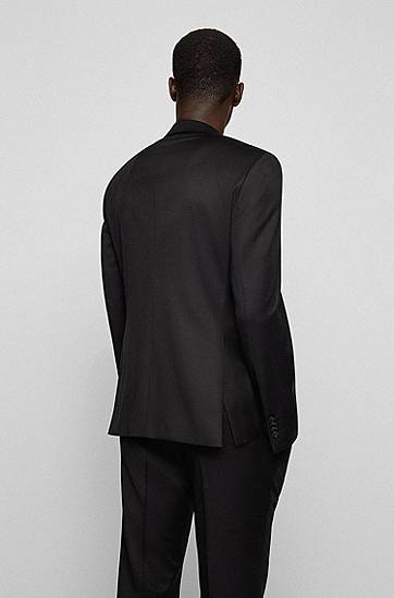 Bunda BOSS Extra-Slim Fit Virgin Wool Serge Suit Jacket Čierna | 50469181, 1