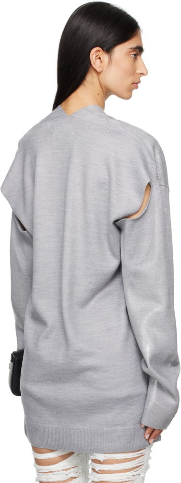 Sveter Maison Margiela MM6 Maison Margiela Plastified Knit Cardigan Šedá | S62HP0026 M13120, 2