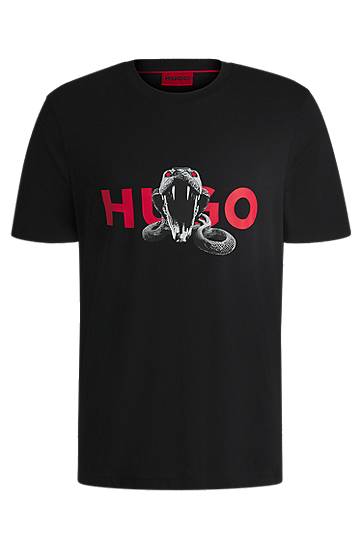 Tričko BOSS Oversized-fit T-Shirt With Snake Graphic Čierna | 50530607, 0