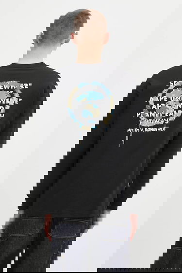 Tričko AAPE by A Bathing Ape Basic Graphic Long Sleeve T-Shirt Čierna | AAPLTM1560XXN, 2