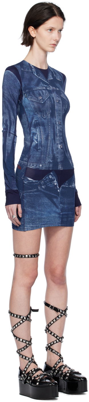 Šaty Jean Paul Gaultier Jean Paul Gaultier Trompe L'oeil Denim Print Minidress Modrá | 23/15-F-RO076-J530-5950, 1