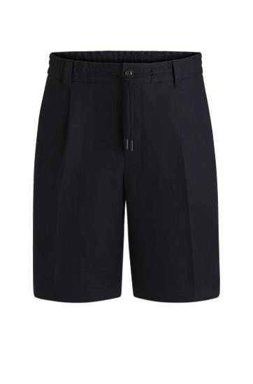 Šortky BOSS Tapered-Fit Wrinkle-Resistant Linen Shorts Navy | 50538680, 0