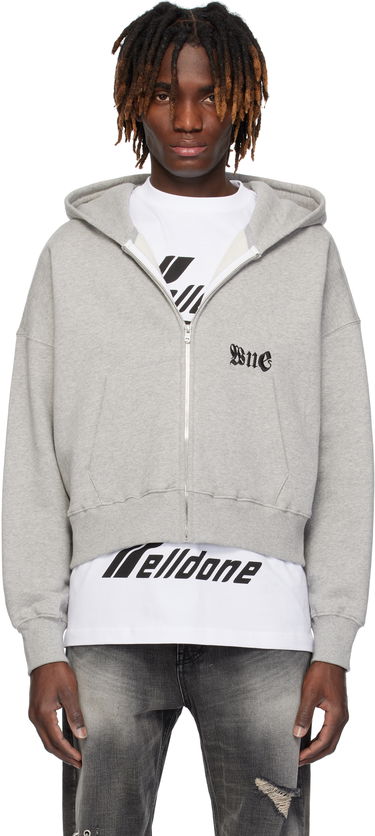 Mikina We11done We11done Logo Zip-Up Cropped Hoodie Šedá | WD-TJ0-25-815-U-MG, 0