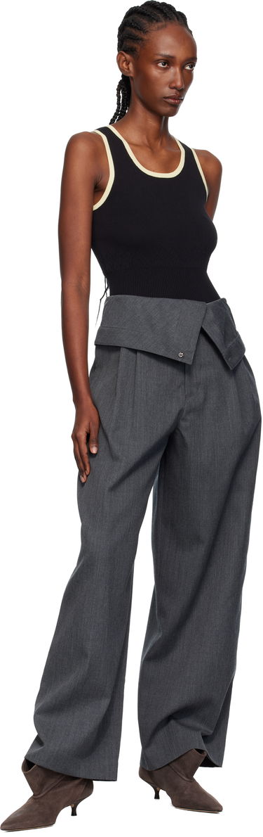 Tielko JW Anderson JW Anderson Contrast Trim Ribbed Knit Tank Top Čierna | KW1442-YN0432, 4