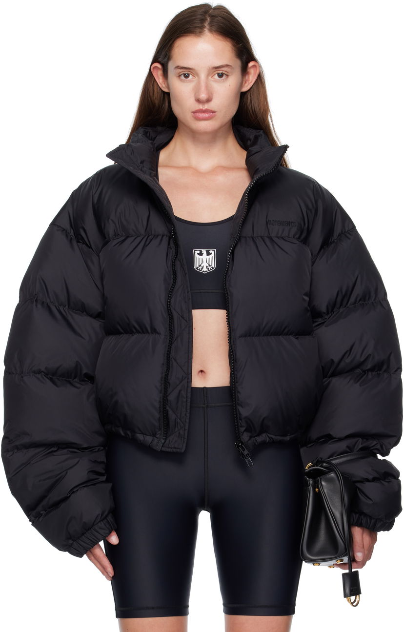 Prešívaná bunda VETEMENTS Vetements Double Logo Boxy Down Jacket Čierna | UH76PU220BB