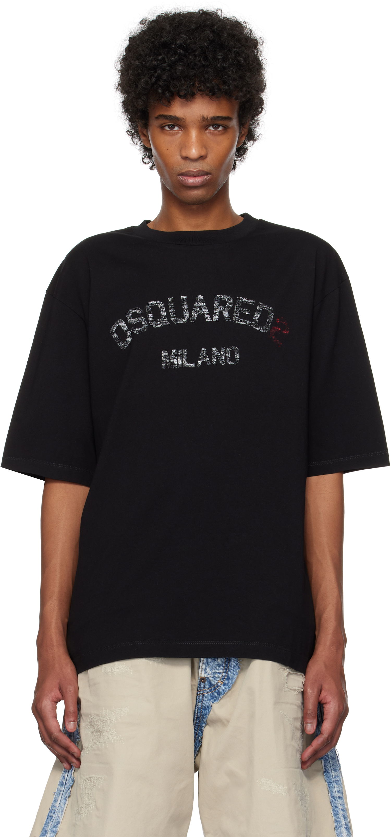 Tričko DSQUARED2 Dsquared2 Loose Fit Faded Logo T-Shirt Čierna | S74GD1399_D20020, 0