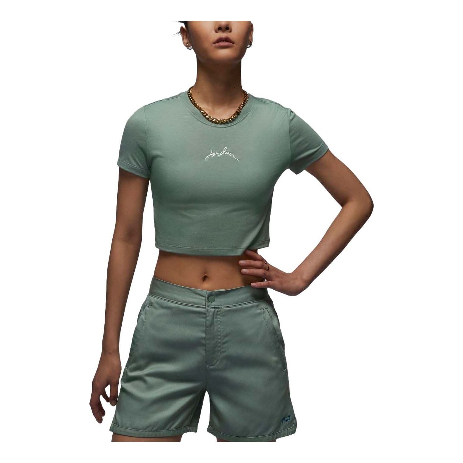 Crop Top Jordan Graphic Slim Fit Crop T-Shirt Zelené | FN5721-304, 0