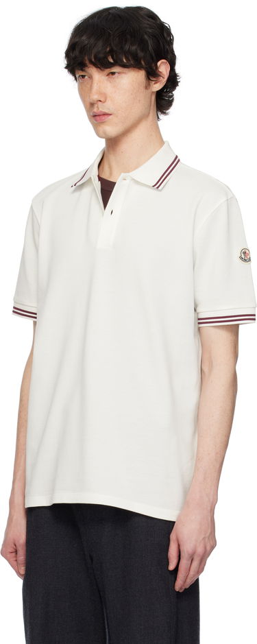 Polo tričko Moncler Moncler Cotton Piquet Polo with Striped Trim Biela | K10918A0000789A16, 3