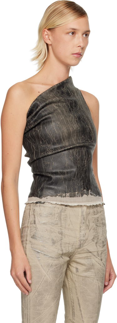 Crop Top Rick Owens Rick Owens DRKSHDW Concordians Athena Asymmetric Distressed Cropped Top Čierna | DS02E7131 SDWF, 1