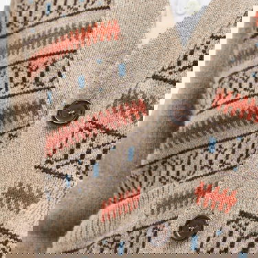 Sveter Universal Works Langdale Knit Cardigan, Size Large Béžová | P31214-OAT, 5