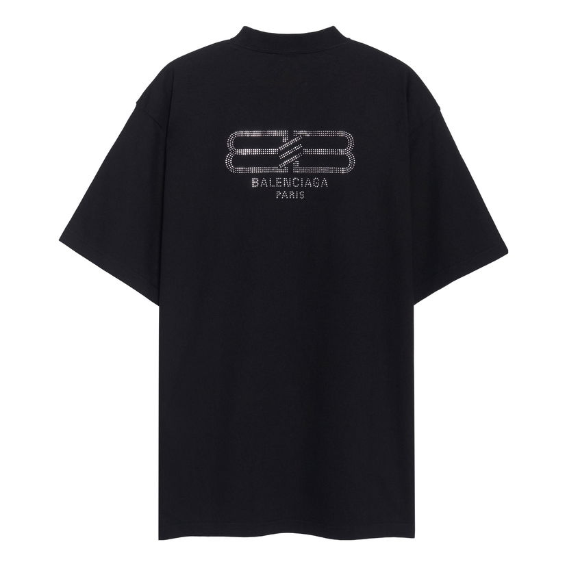 Tričko Balenciaga BB Paris Strass Medium Fit T-Shirt Čierna | 739784TOVU81055