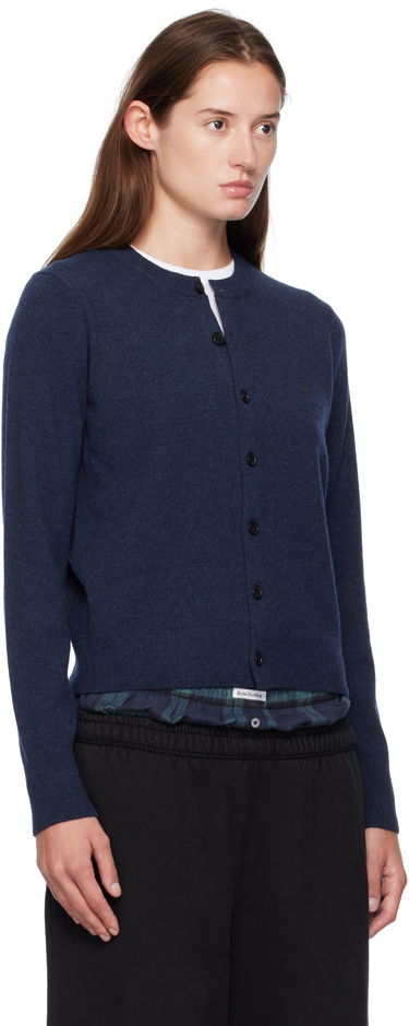 Sveter Acne Studios Fitted Yak Wool Cardigan Navy | A60634-, 1