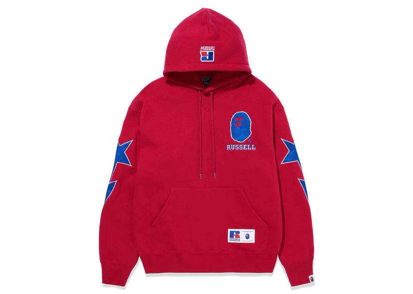 Mikina BAPE BAPE x Russell Pullover Hoodie Red Červená | 1J73-114-905