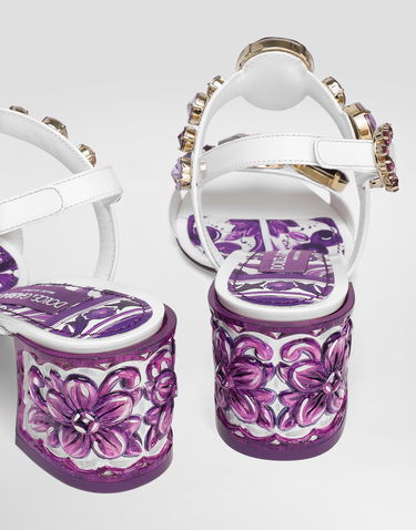 Doplnky Dolce & Gabbana Dolce & Gabbana Patent Leather Sandals With Jeweled Embellishments Biela | CR1733AT848I03TN, 3