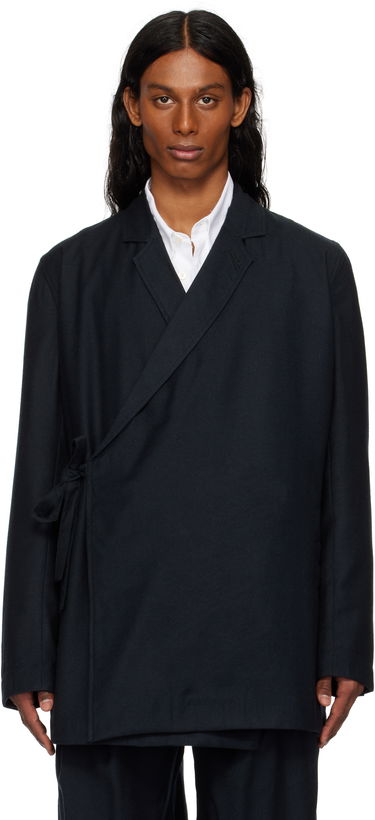 Kabáty Maharishi Maharishi Asymmetrical Kimono Wool Blazer Navy | 6057, 0