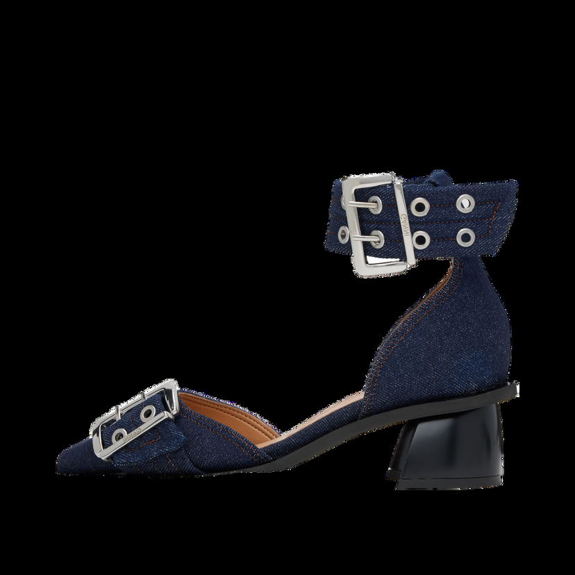 Tenisky a topánky GANNI Feminine Buckle Open Cut Heels Navy | S2803