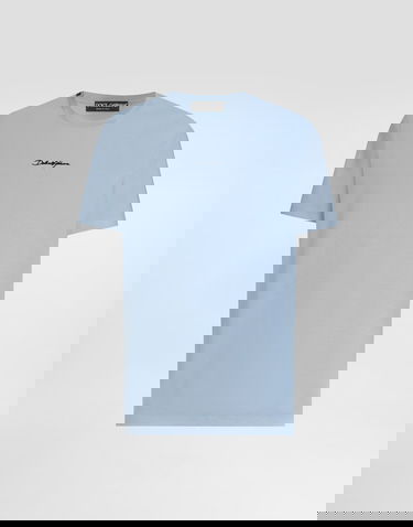 Tričko Dolce & Gabbana Cotton T-shirt With Embroidered Patch Modrá | G8RN8ZG7P0CB0112, 0