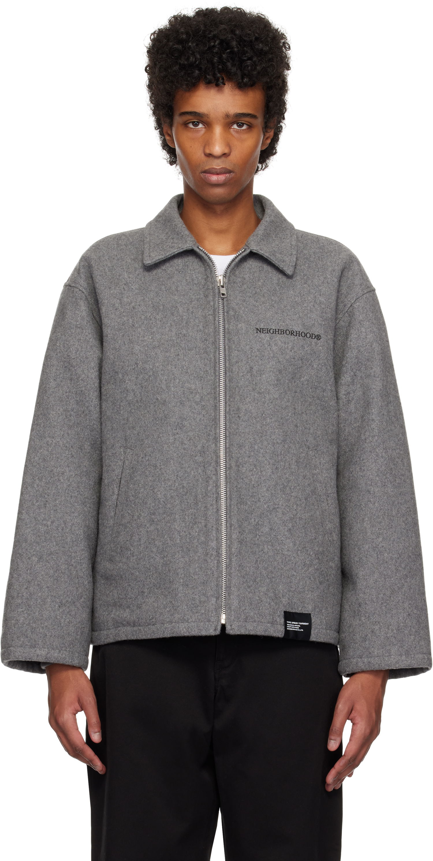 Bunda Neighborhood Melton Zip Work Jacket Šedá | 242ZANH-JKM01, 0