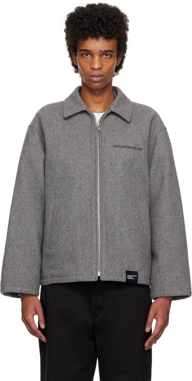 Bunda Neighborhood Melton Zip Work Jacket Šedá | 242ZANH-JKM01, 0
