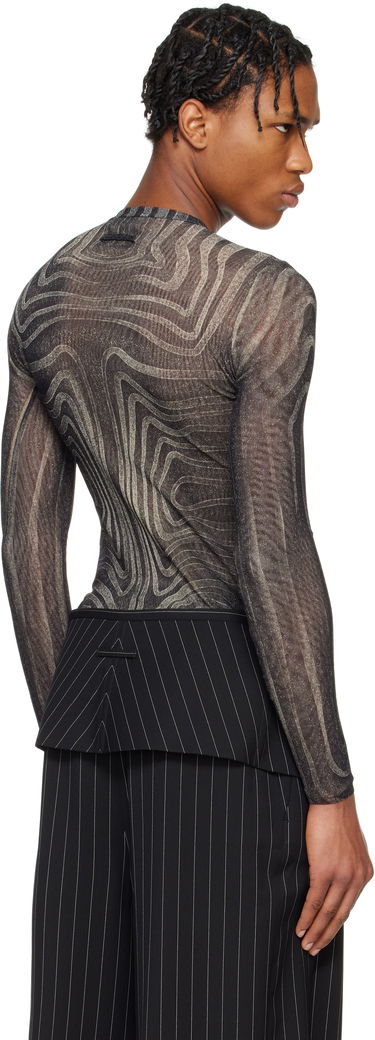 Sveter Jean Paul Gaultier Jean Paul Gaultier 'The Spirale' Sheer Long Sleeve T-Shirt Čierna | 25/34-F-TO270-T587-000203, 2