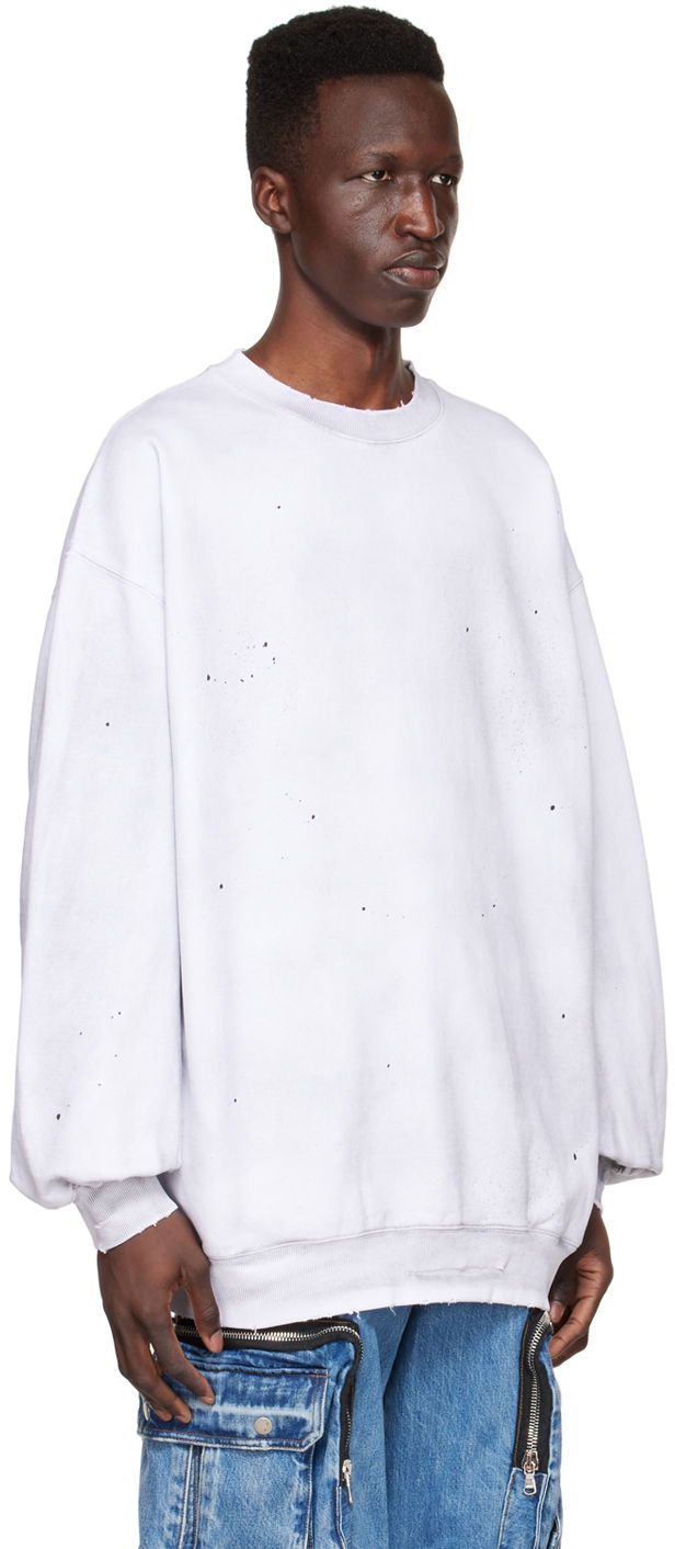 Mikina We11done We11done Distressed Cotton Sweatshirt Biela | WD-TS1-22-620-U-WH, 1