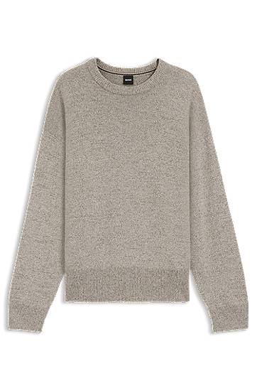 Sveter BOSS Relaxed-fit Crew-neck Virgin Wool Sweater Šedá | 50550001