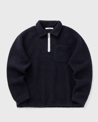 Sveter Edmmond Studios Unconventional Textured Half-Zip Polo with Chest Pocket Navy | 325-40-25590, 0
