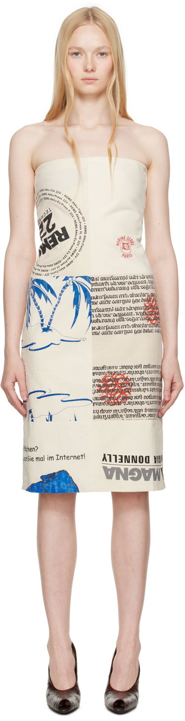Šaty Marine Serre Marine Serre Regenerated Tote Bags Bustier Midi Dress Béžová | WDR358A UWOV0009, 0