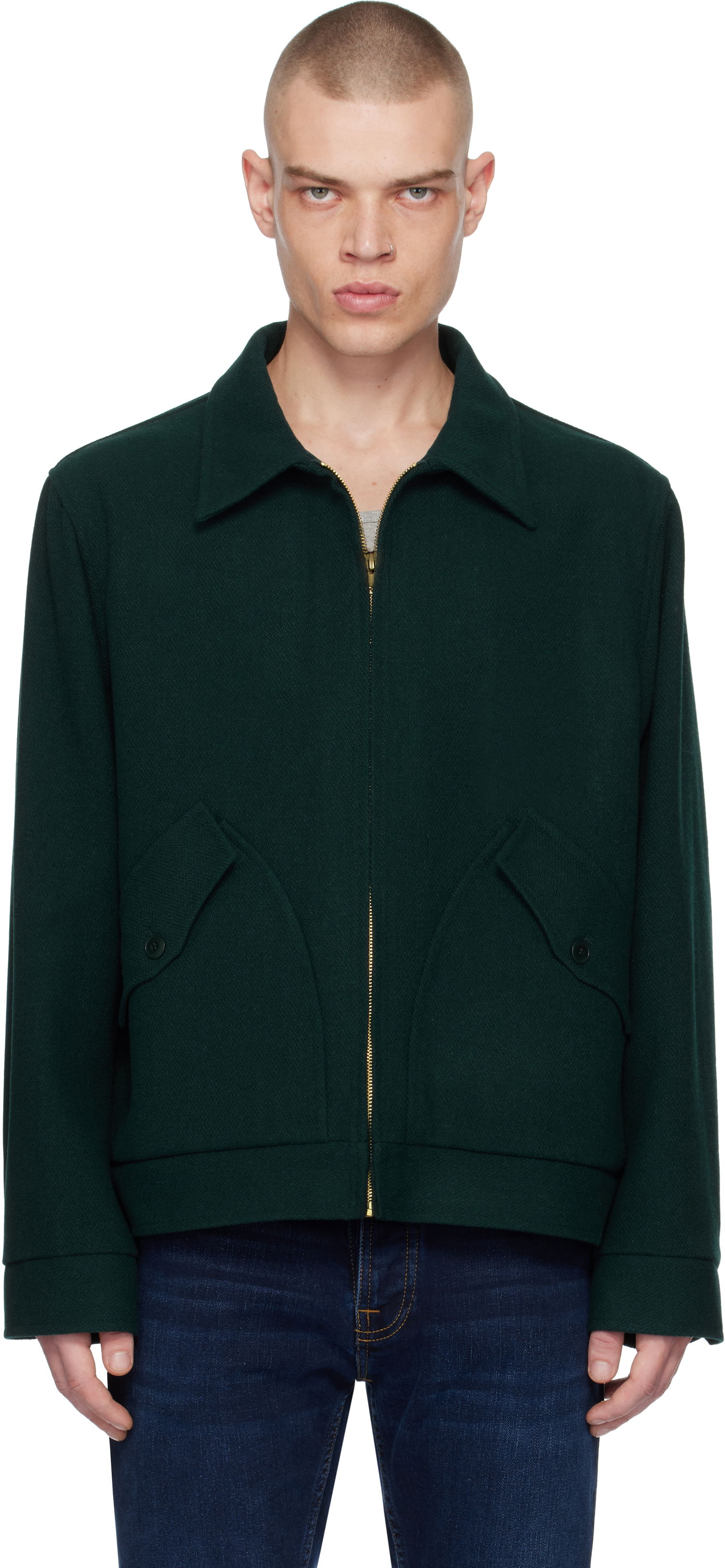 Bomber bunda Nudie Jeans Wool Jacket Zelené | 160932, 0