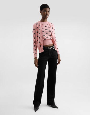 Sveter Dolce & Gabbana Dolce & Gabbana Wool And Silk Jacquard Sweater With DG Logo Ružová | FXJ34TJFMGSF0473, 1