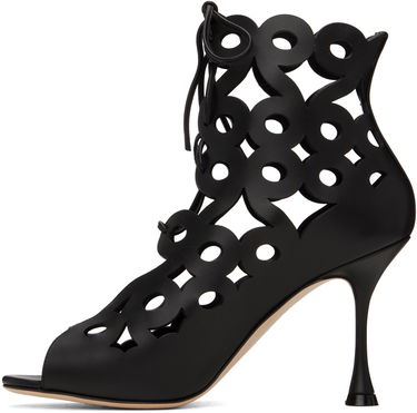 Oblečenie Manolo Blahnik Manolo Blahnik Taralo Cutout Leather Lace-Up Boots Čierna | 223-1415, 2
