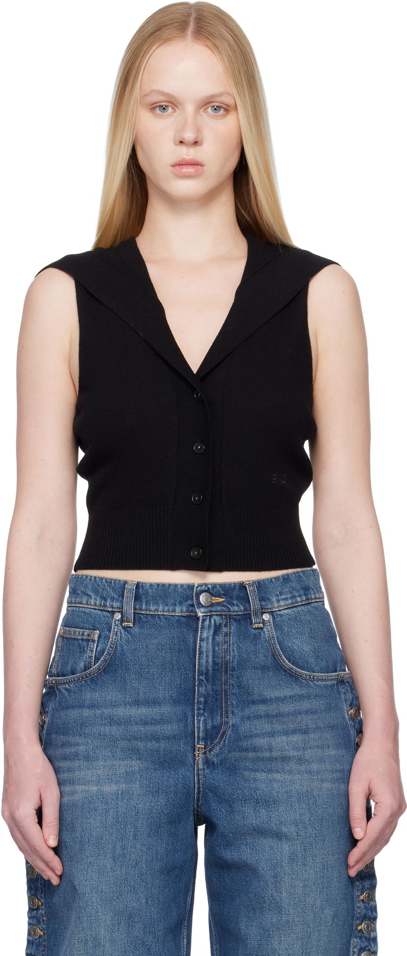 Sveter Stella McCartney Collared Sweater Vest Čierna | 6K11153S2610