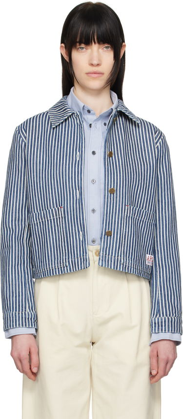 Bunda A.P.C. A.P.C. Frida Striped Cropped Denim Jacket Modrá | COHHG-F32006, 0