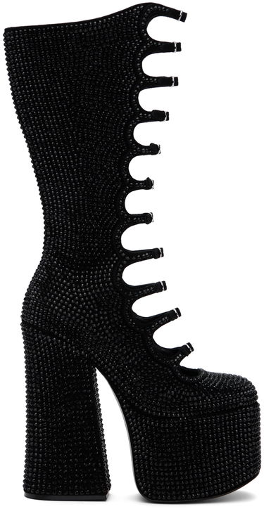 Starostlivosť o obuv Marc Jacobs Marc Jacobs 'The Rhinestone Kiki' Knee-High Platform Boots Čierna | 2P4FBO001F19, 0
