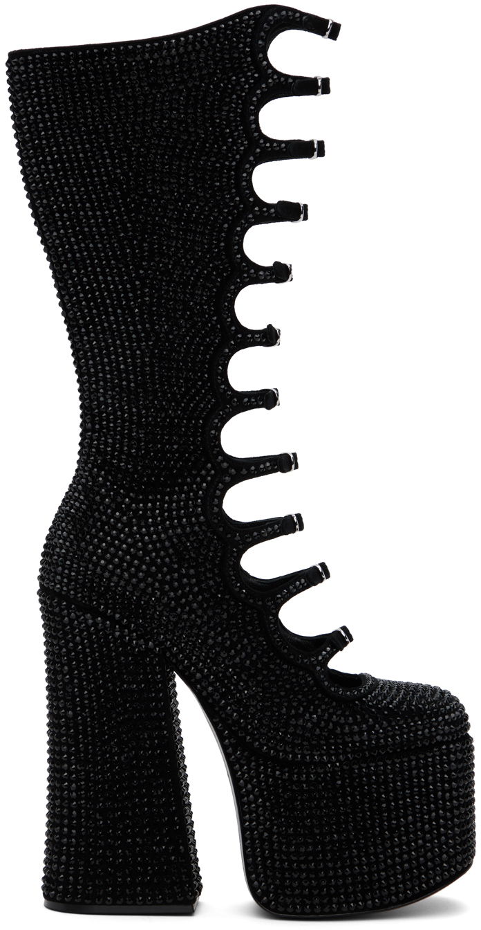 Starostlivosť o obuv Marc Jacobs Marc Jacobs 'The Rhinestone Kiki' Knee-High Platform Boots Čierna | 2P4FBO001F19