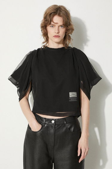 Crop Top UNDERCOVER Undercover Pullover Sheer Sleeve Top Čierna | UC1D1803.2, 0