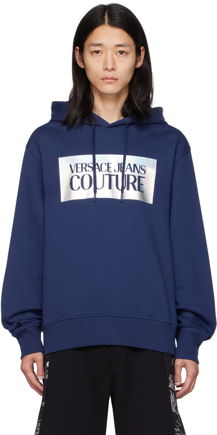 Mikina Versace Jeans Couture Printed Hoodie Navy | E75GAIF04_ECF03F, 0