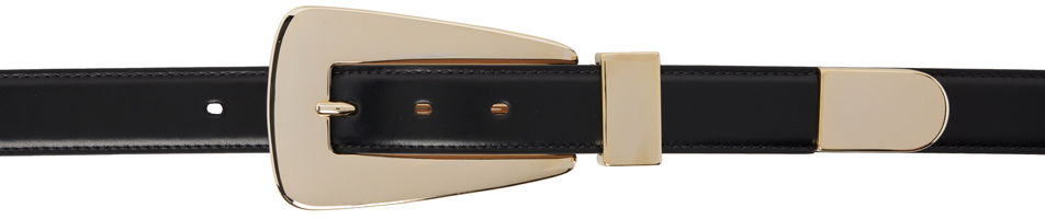 Lucca Black Leather Belt With Gold-Tone Buckle